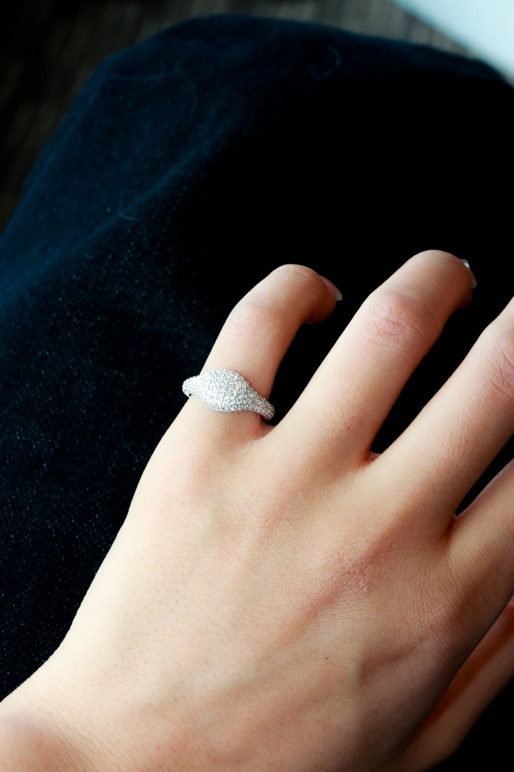 Pavé Signet Dome Pinky Ring