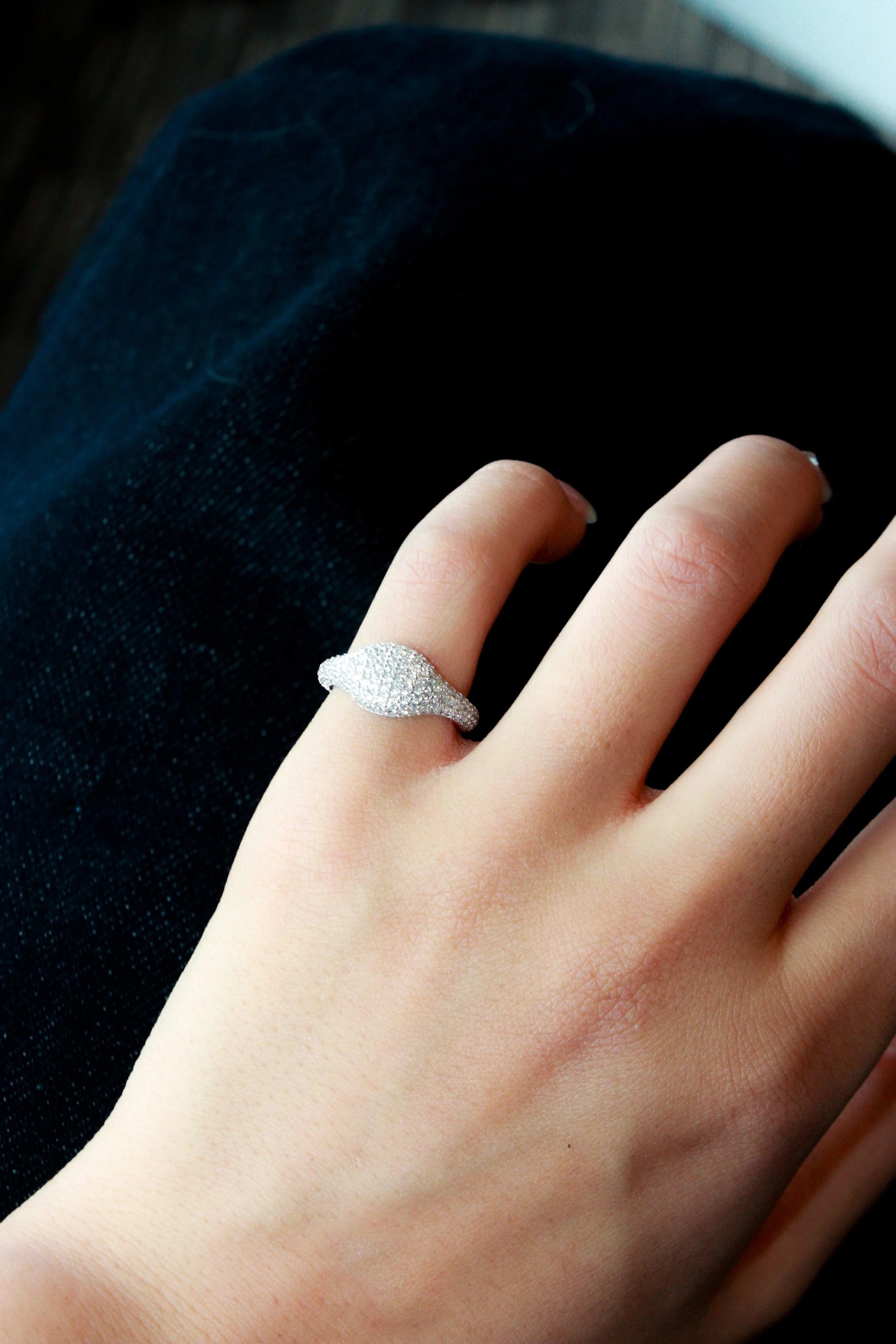 Pavé Signet Dome Pinky Ring