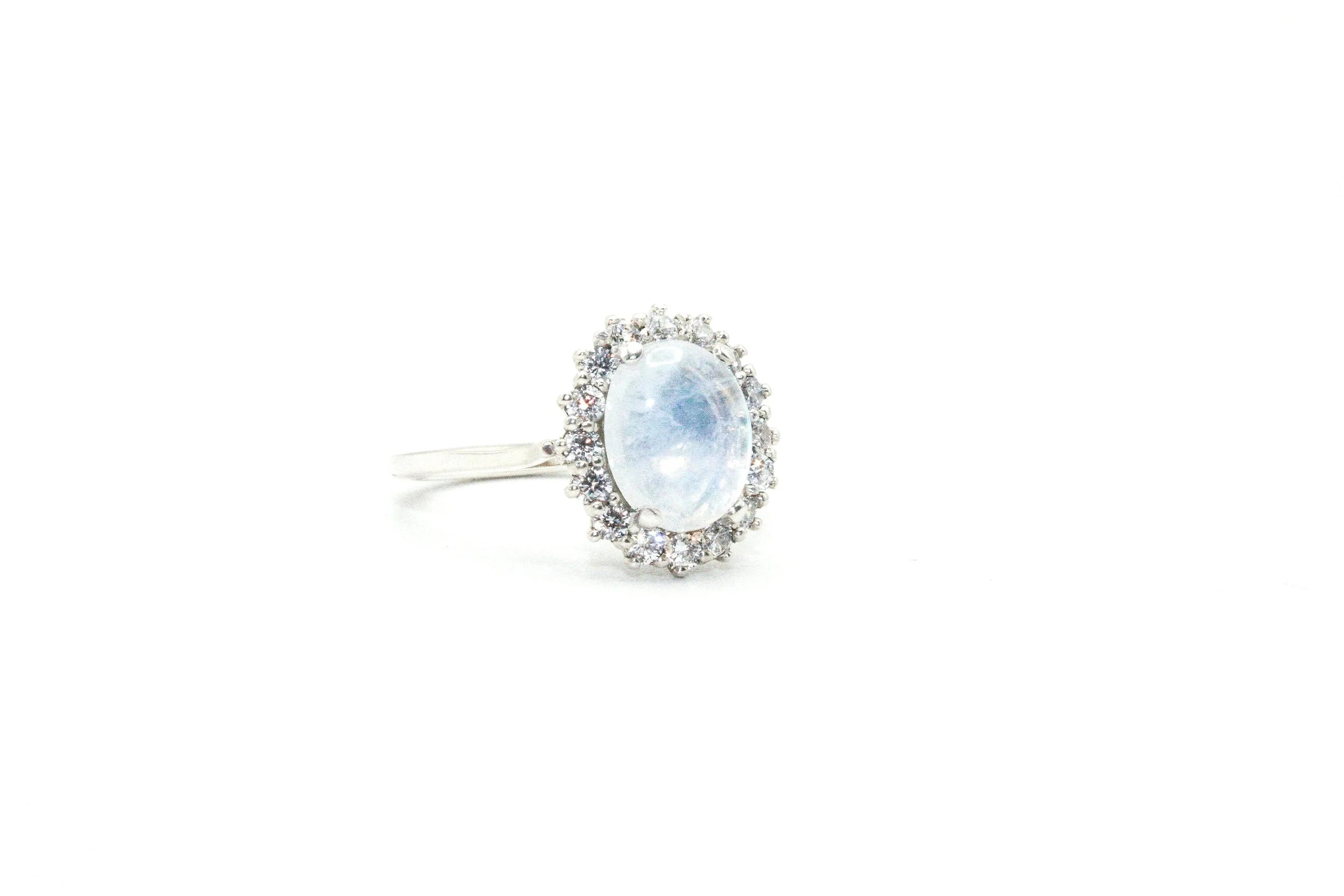 Moonstone Halo Ring