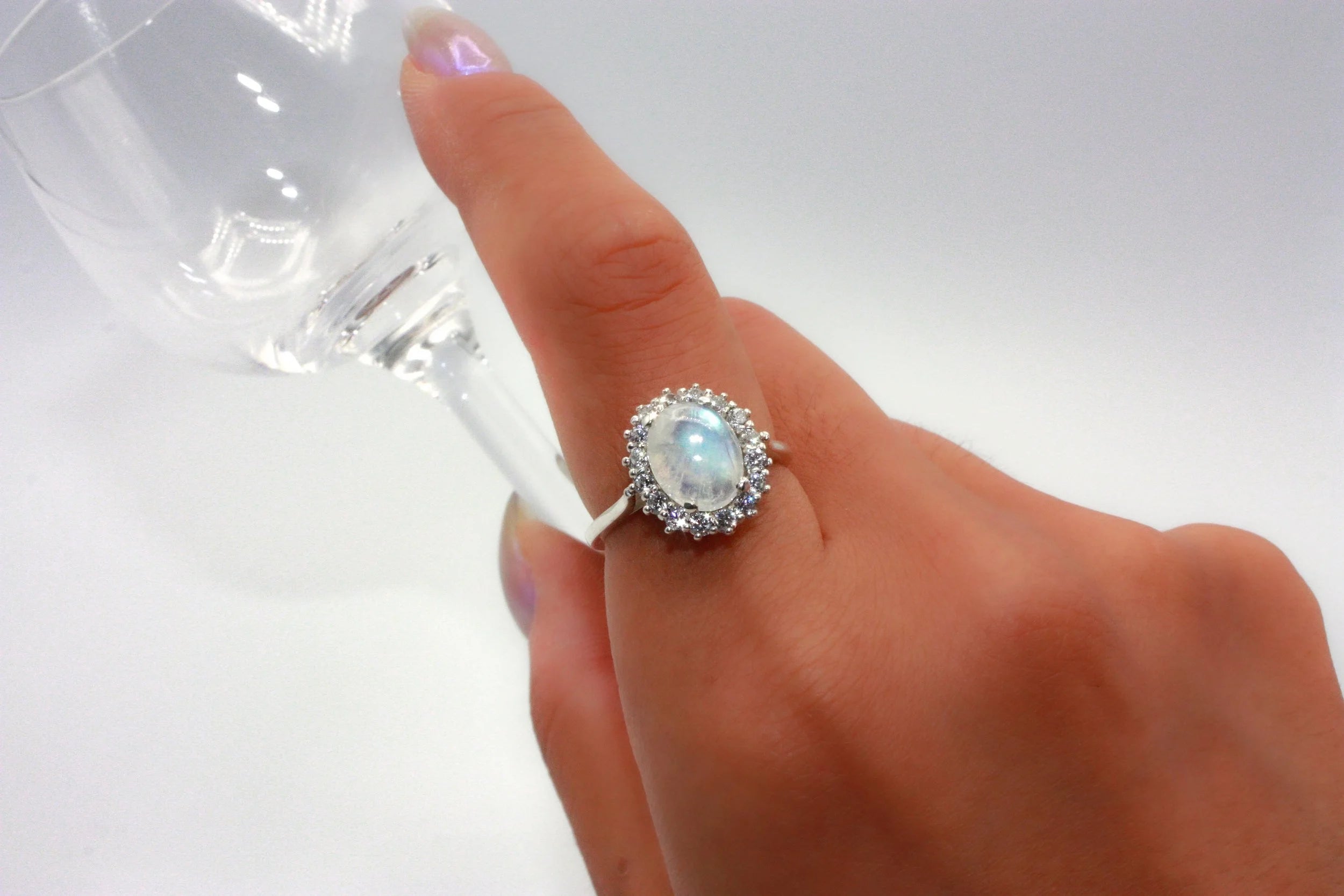 Moonstone Halo Ring