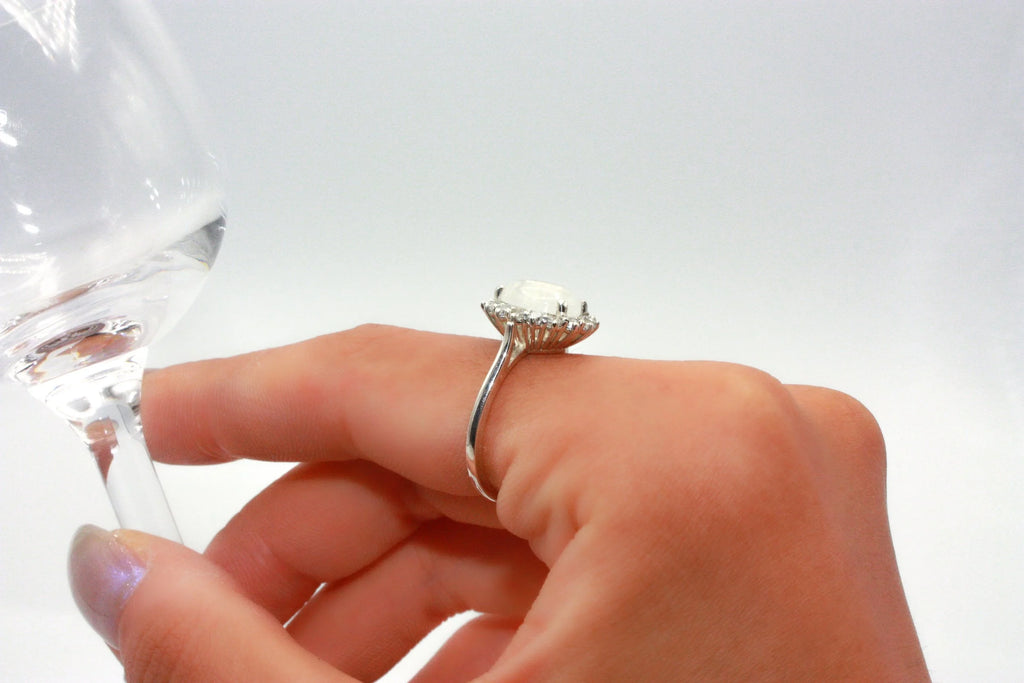 Moonstone Halo Ring