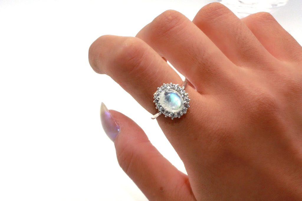 Moonstone Halo Ring