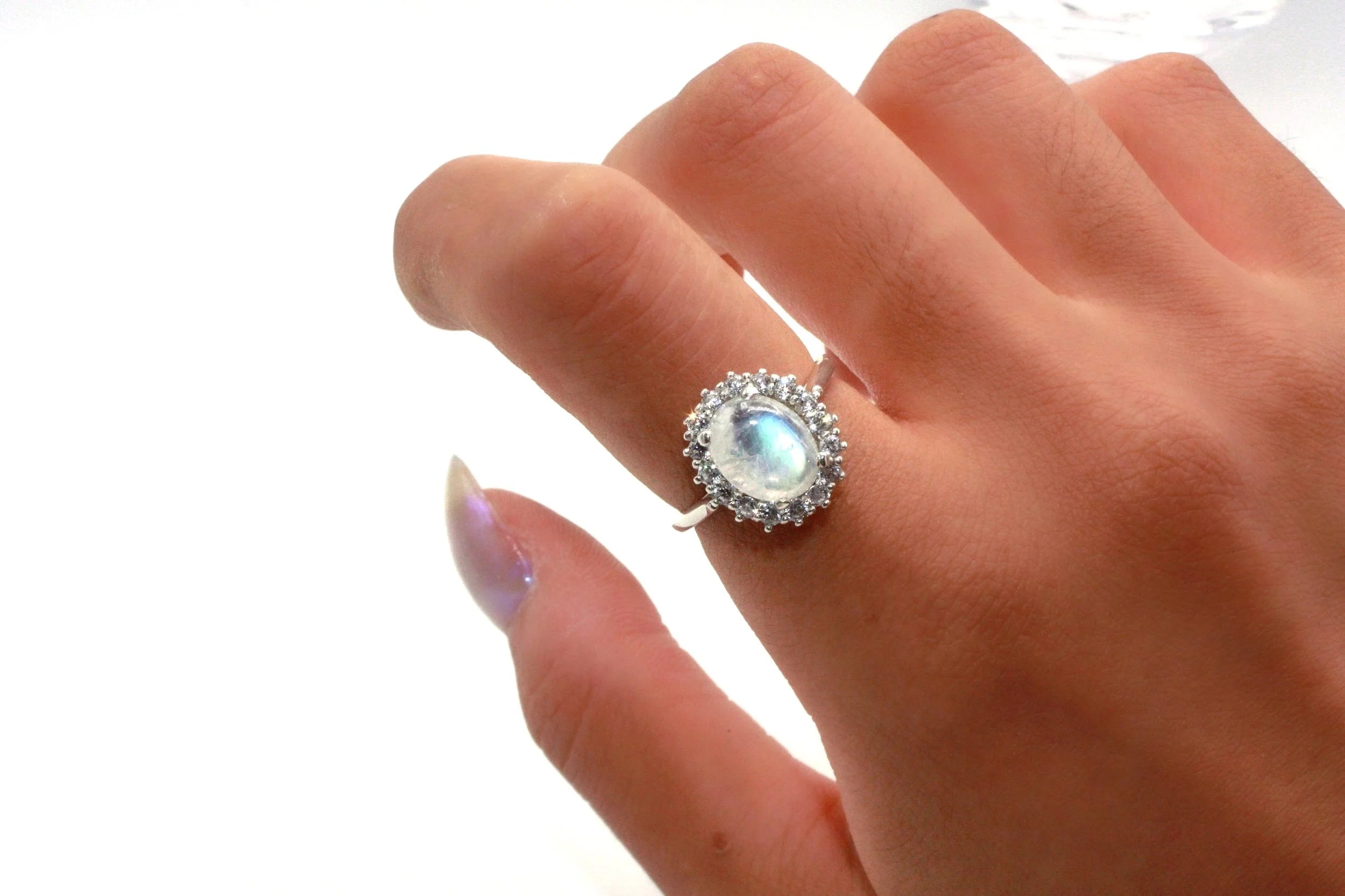 Moonstone Halo Ring