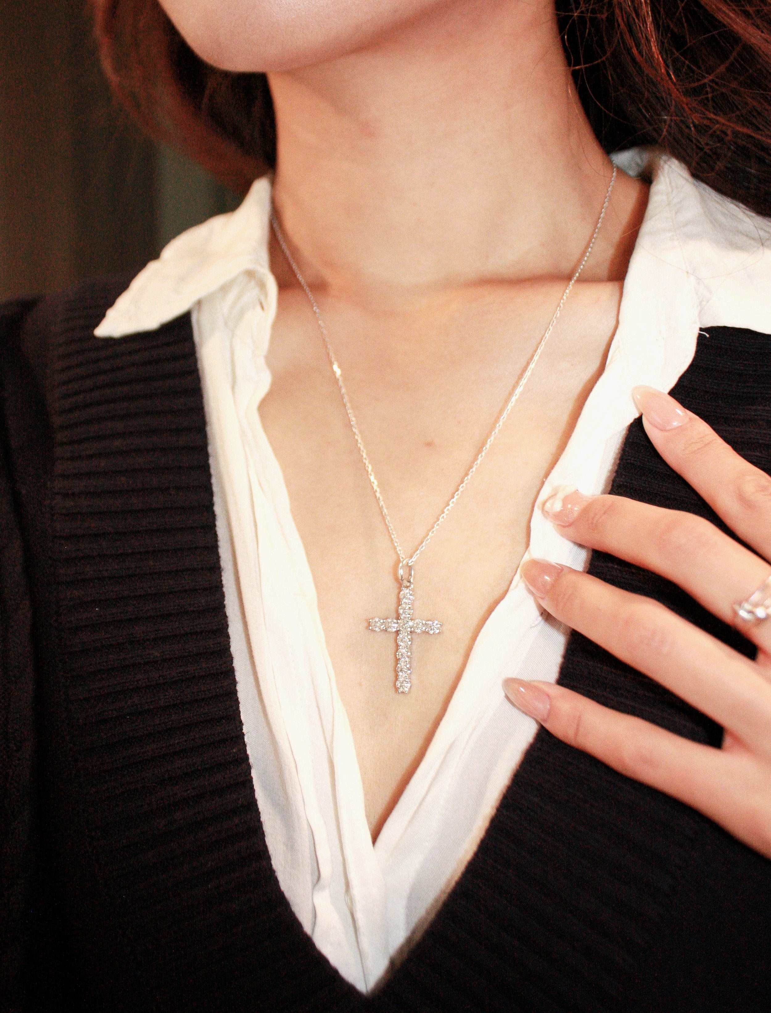 XL Cross Moissanite Necklace