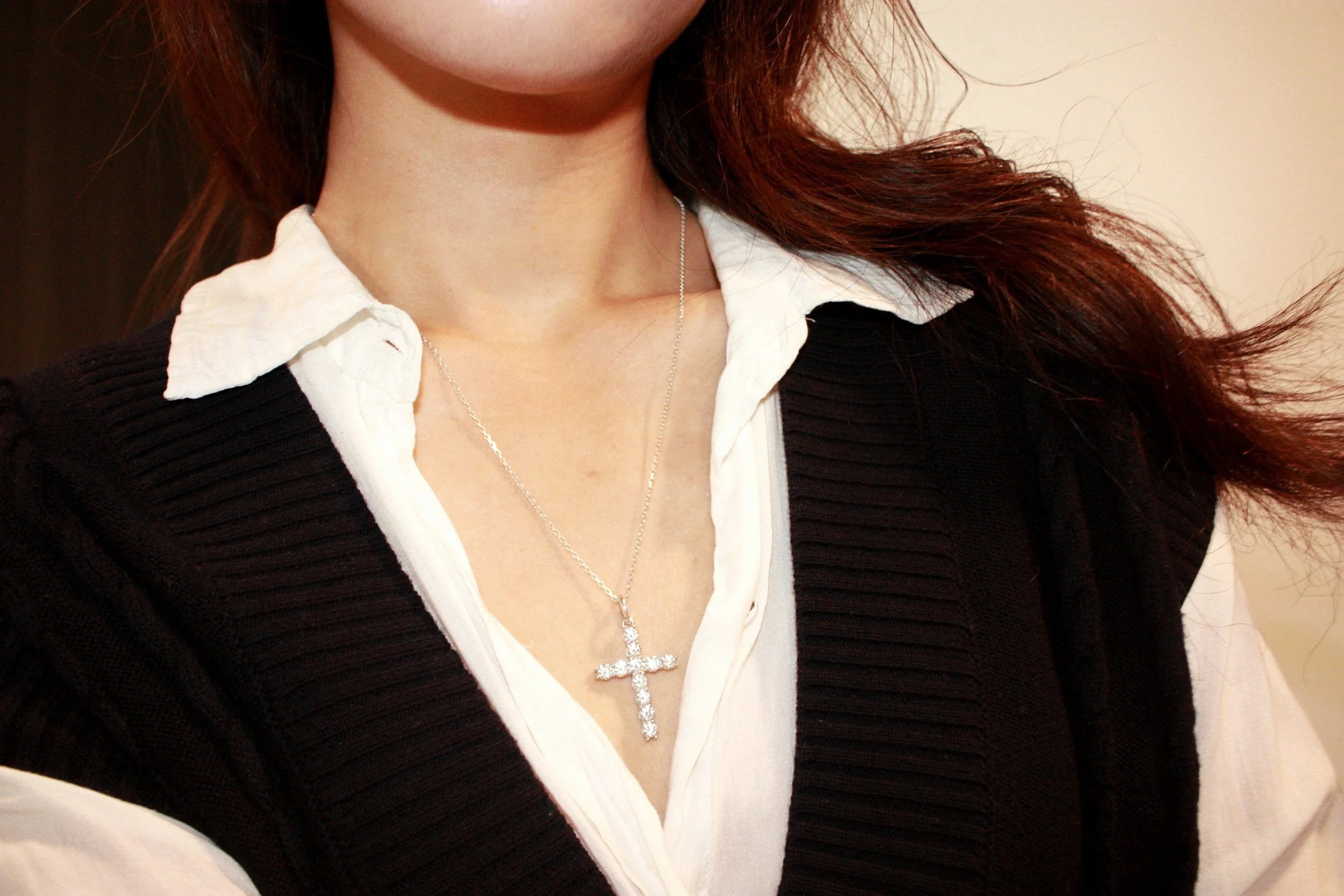 XL Cross Moissanite Necklace