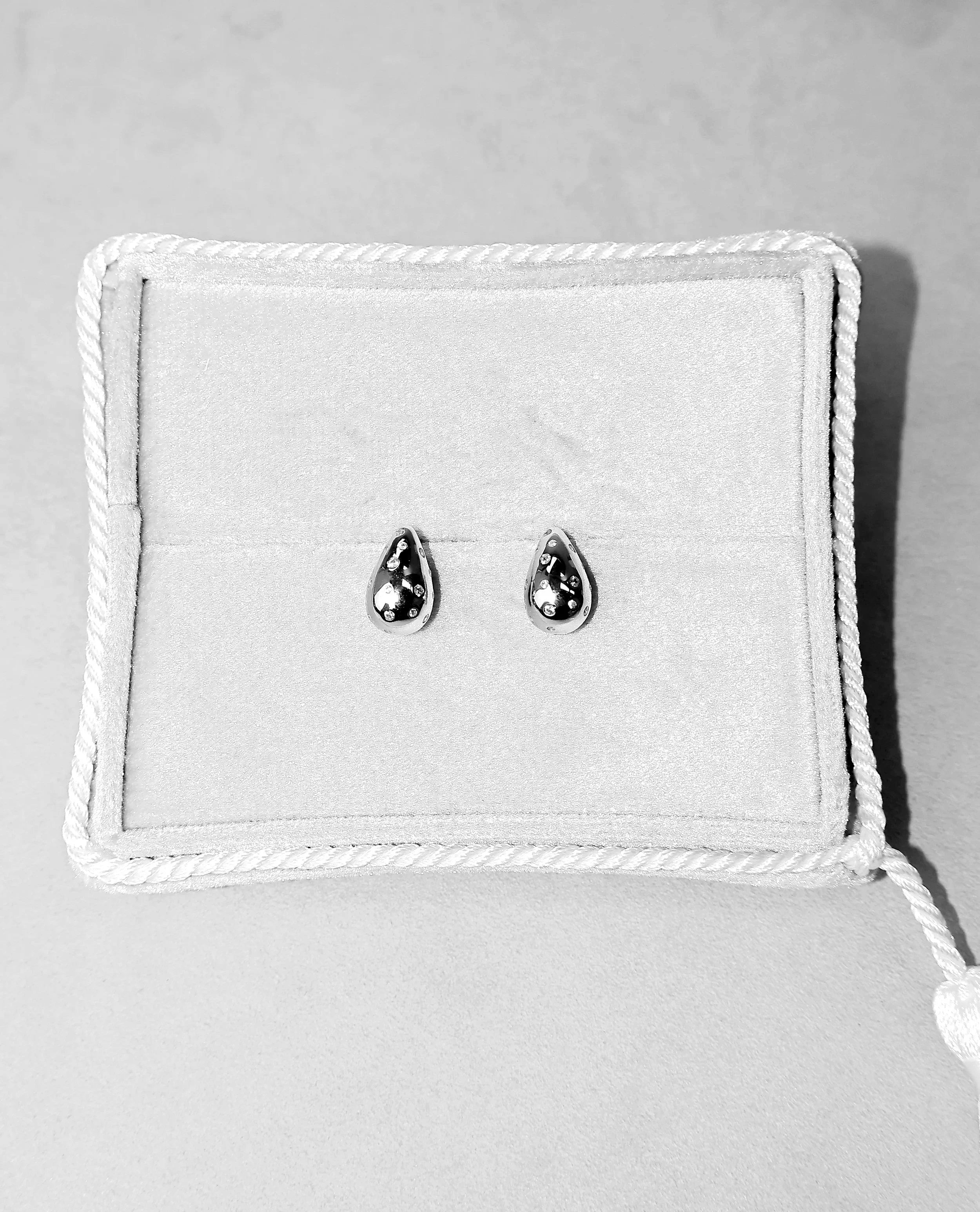 Scattered CZ Teardrop Earrings
