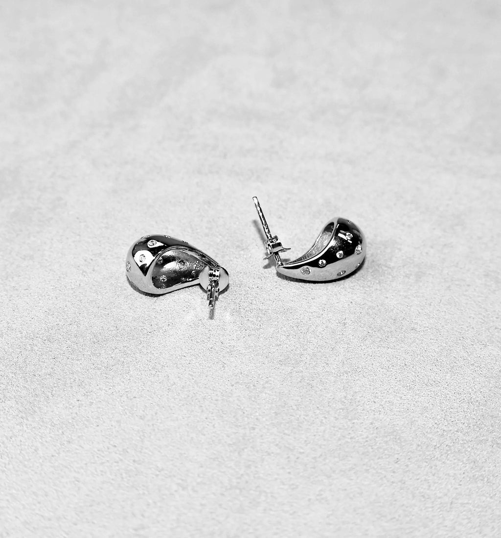 Scattered CZ Teardrop Earrings