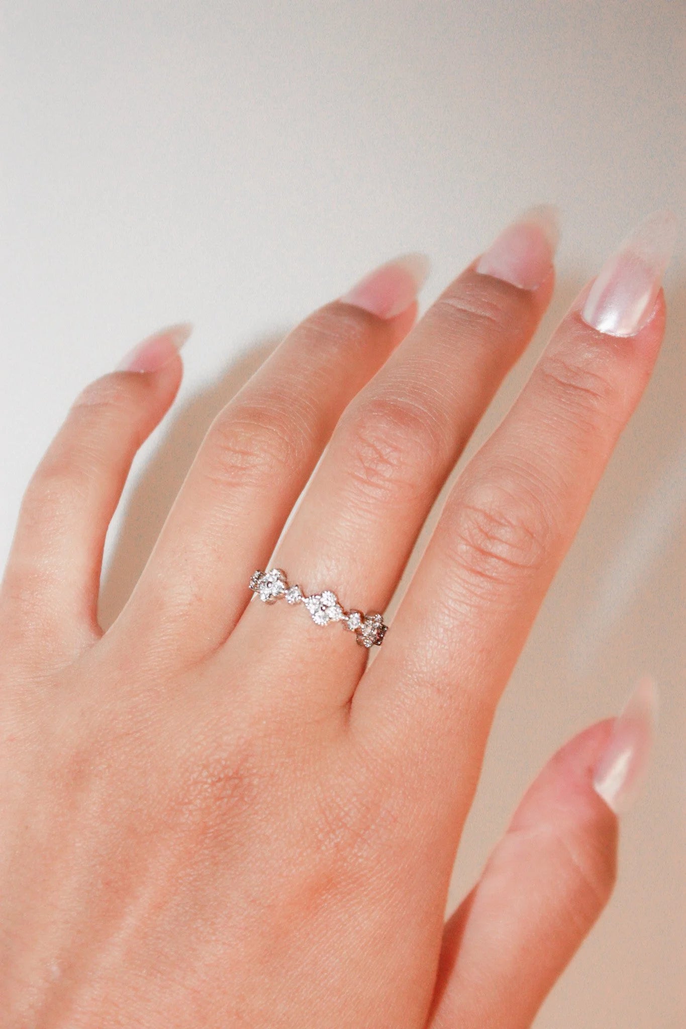 Round and Clover Diamond Ring