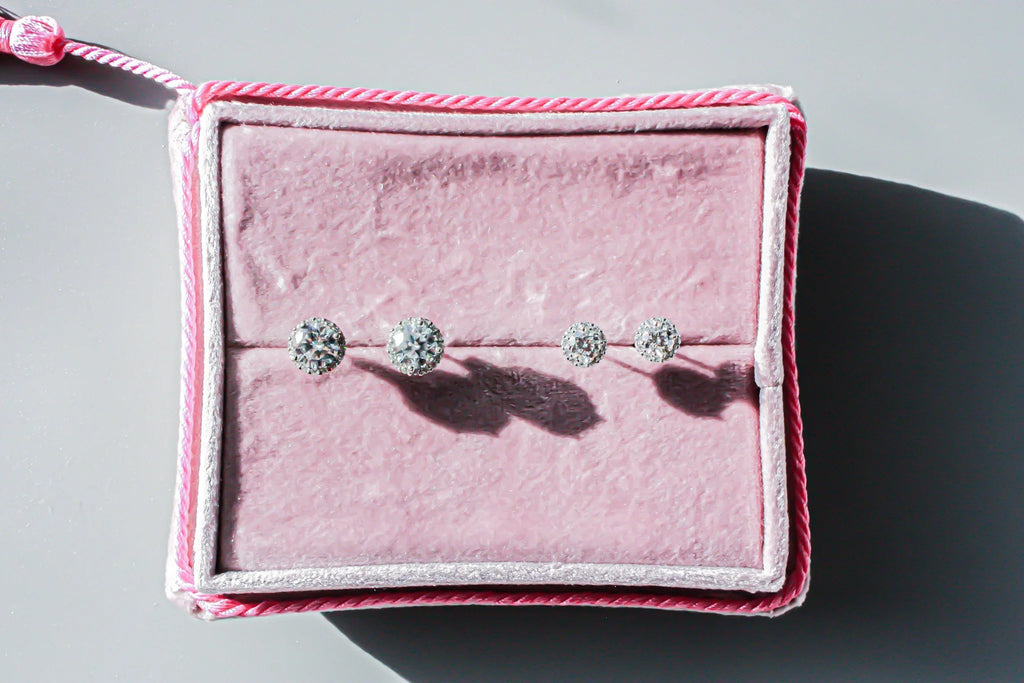Round Halo Moissanite Studs