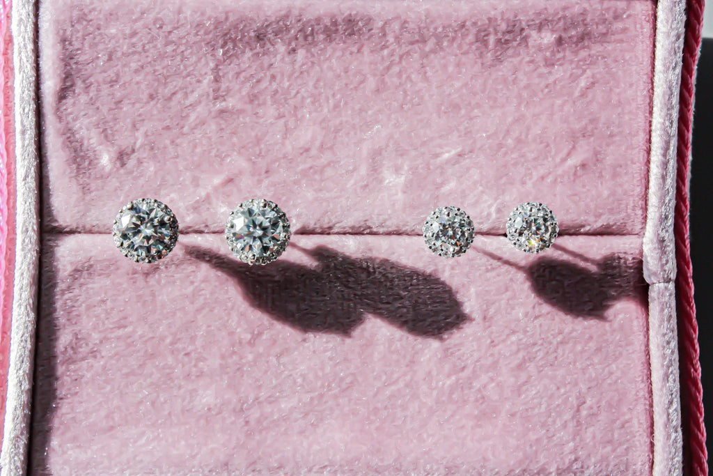 Round Halo Moissanite Studs