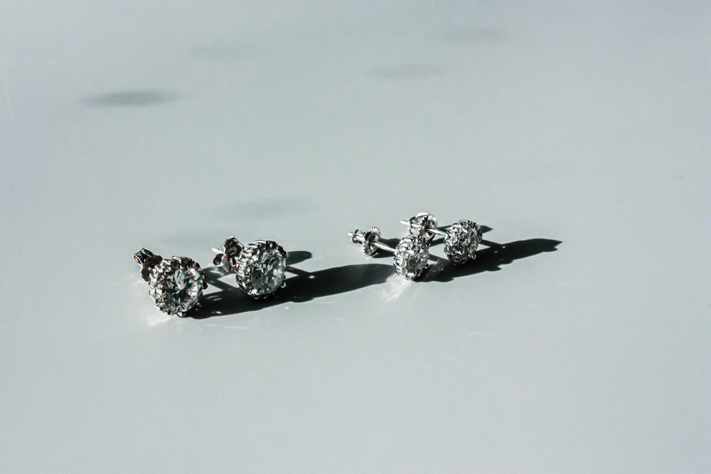 Round Halo Moissanite Studs