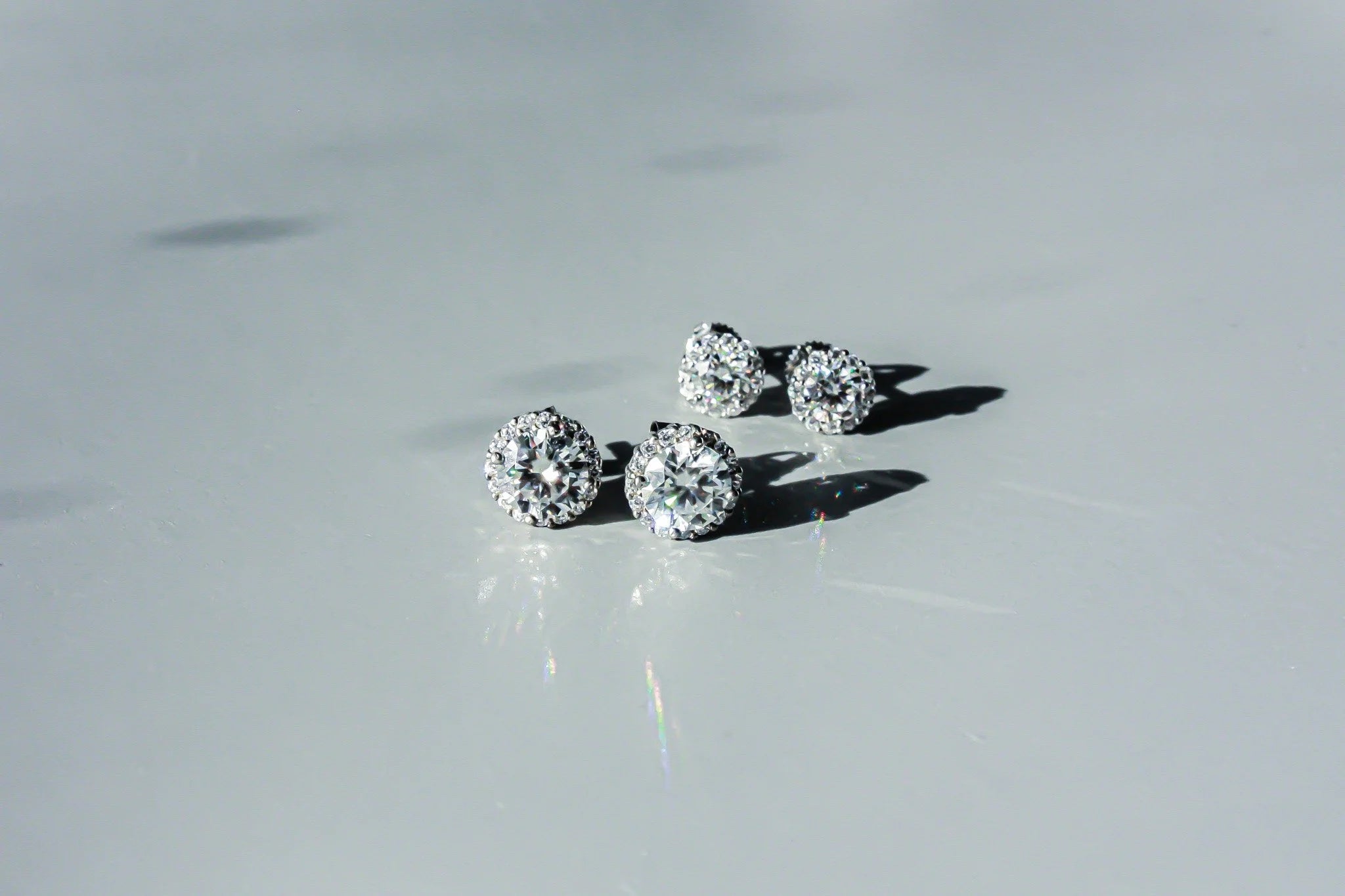 Round Halo Moissanite Studs