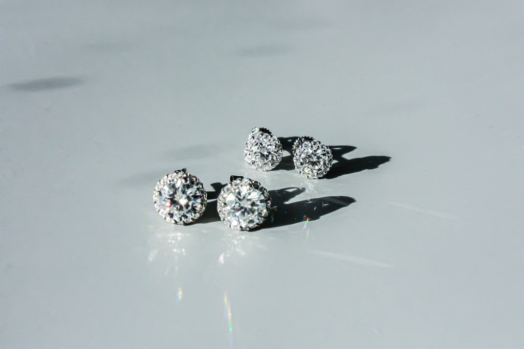 Round Halo Moissanite Studs