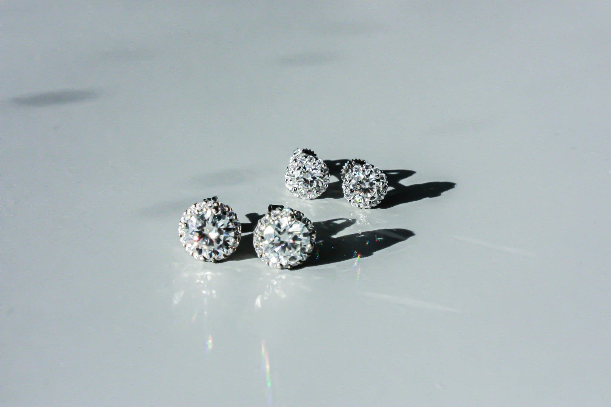 Round Halo Moissanite Studs