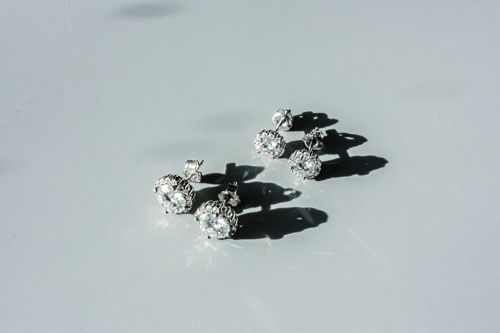 Round Halo Moissanite Studs
