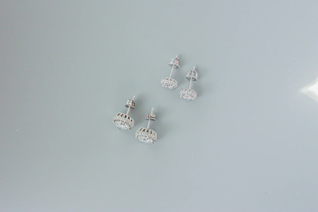Round Halo Moissanite Studs