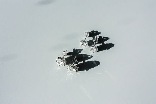 Round Halo Moissanite Studs