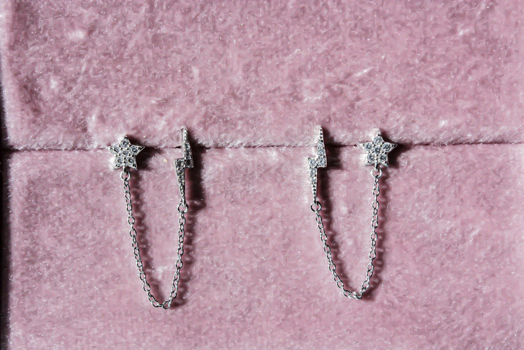 Star Bolt Double Piercing Earrings