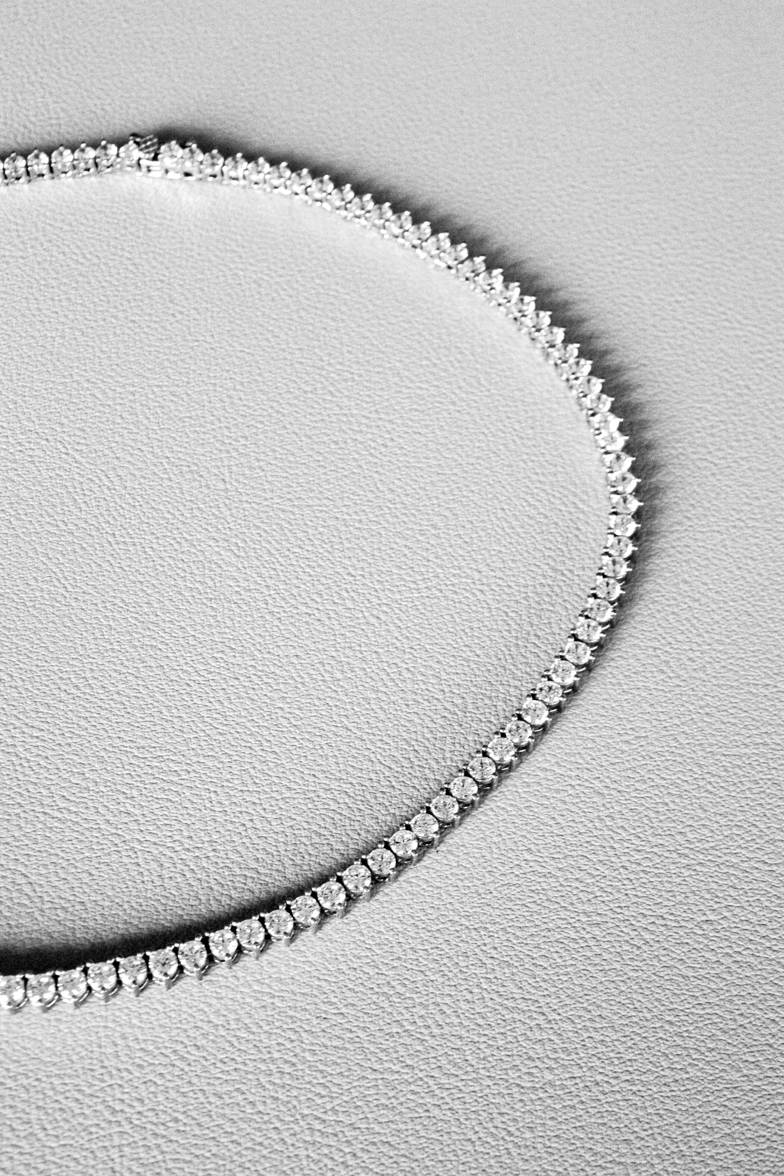 Three-Prong CZ Tennis Necklace
