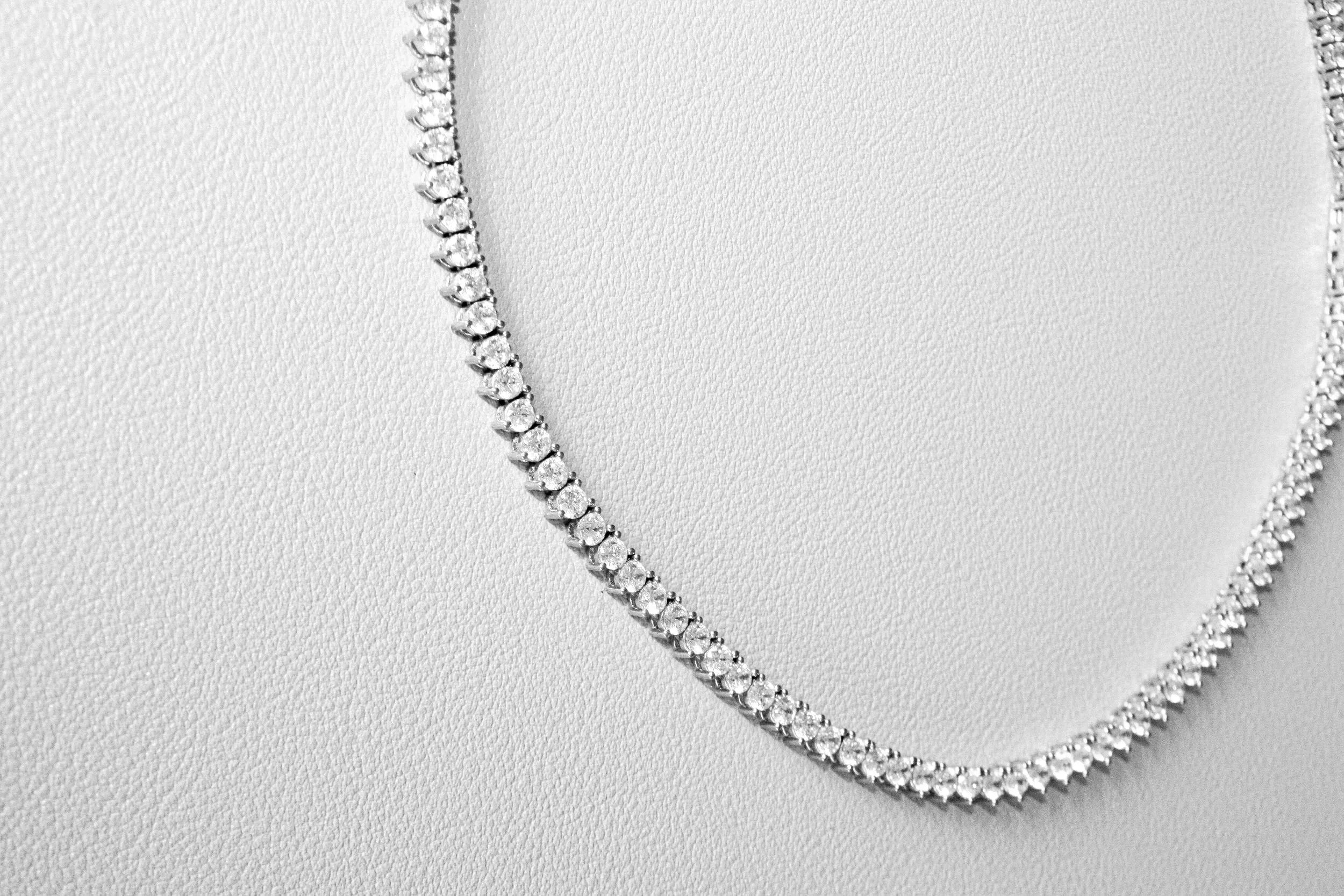 Three-Prong CZ Tennis Necklace