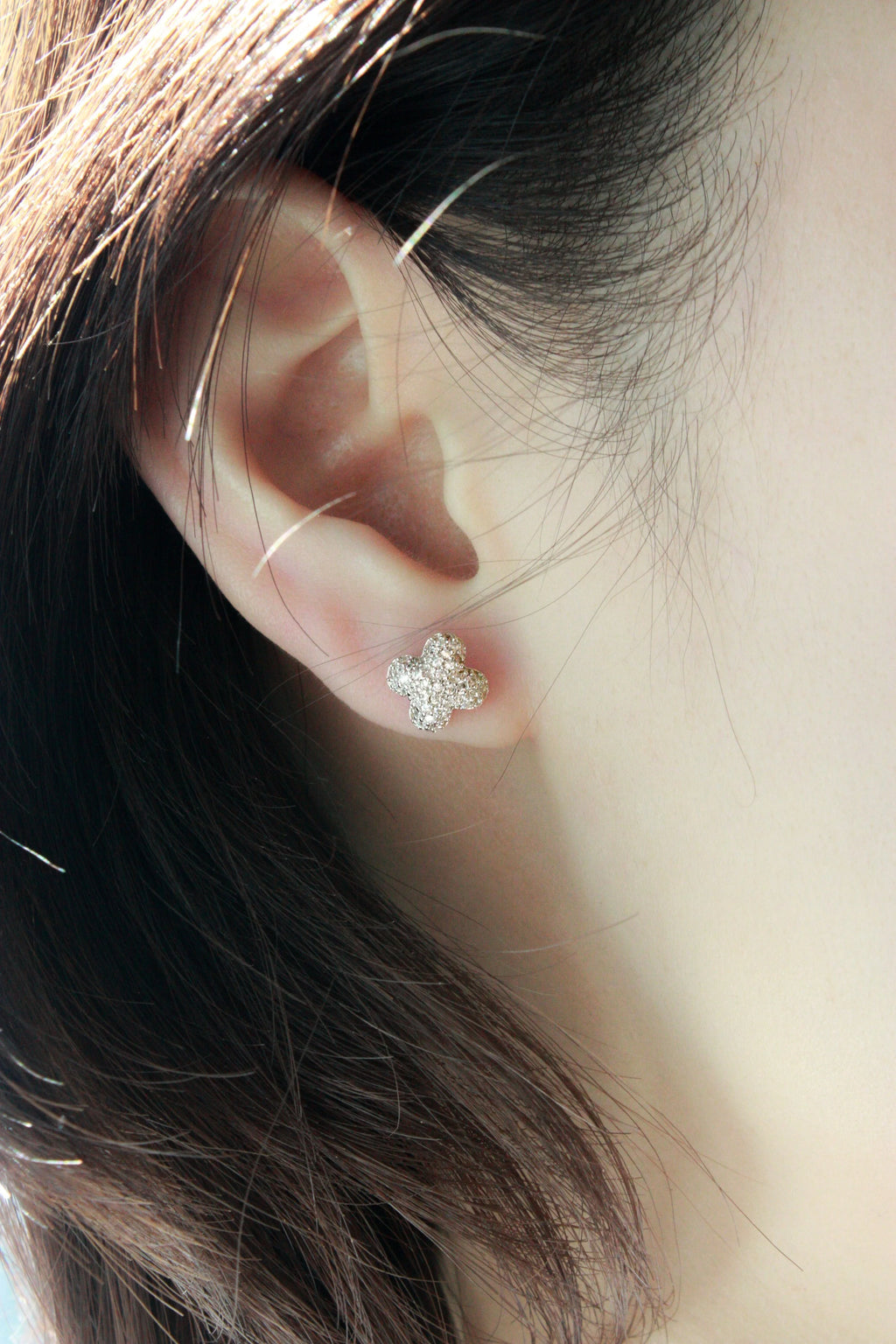 Domed Clover Pavé Stud Earrings