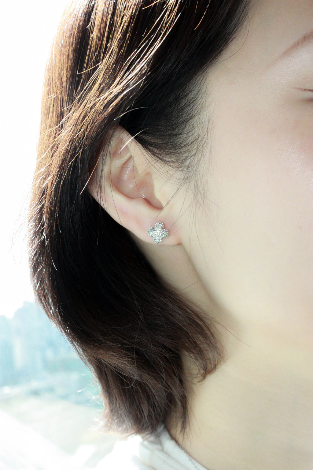 Domed Clover Pavé Stud Earrings