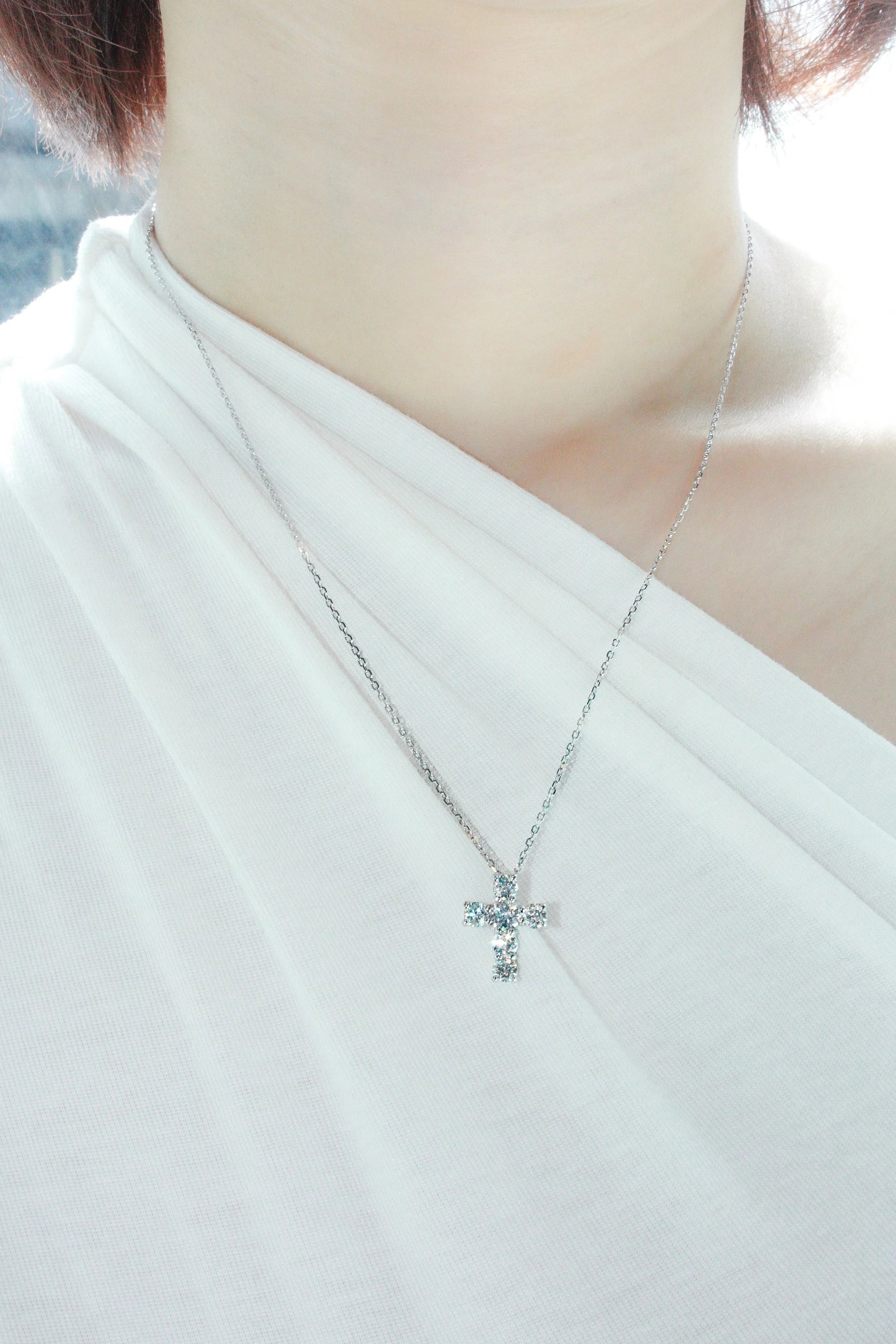 Moissanite Medium Size Cross Necklace