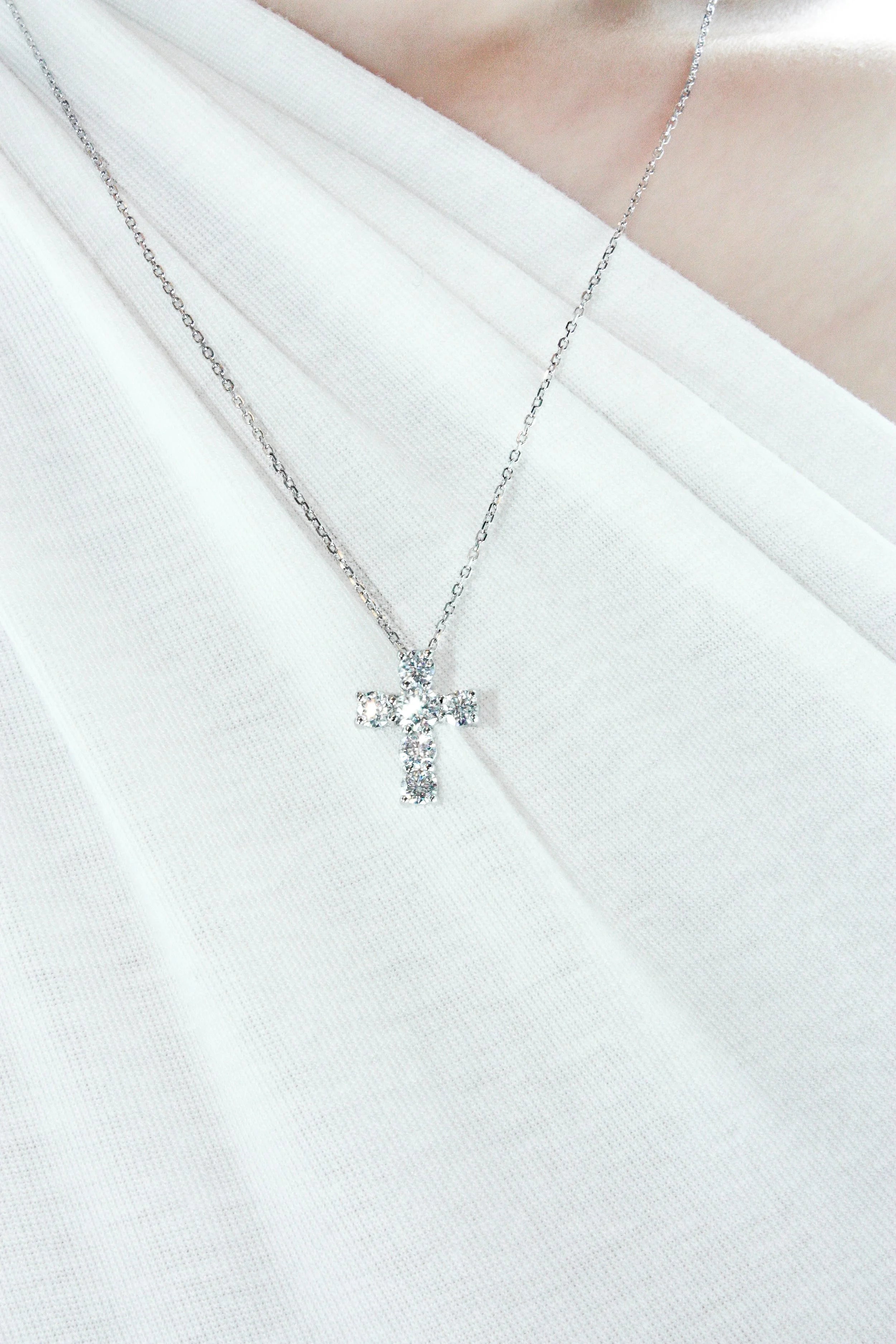 Moissanite Medium Size Cross Necklace