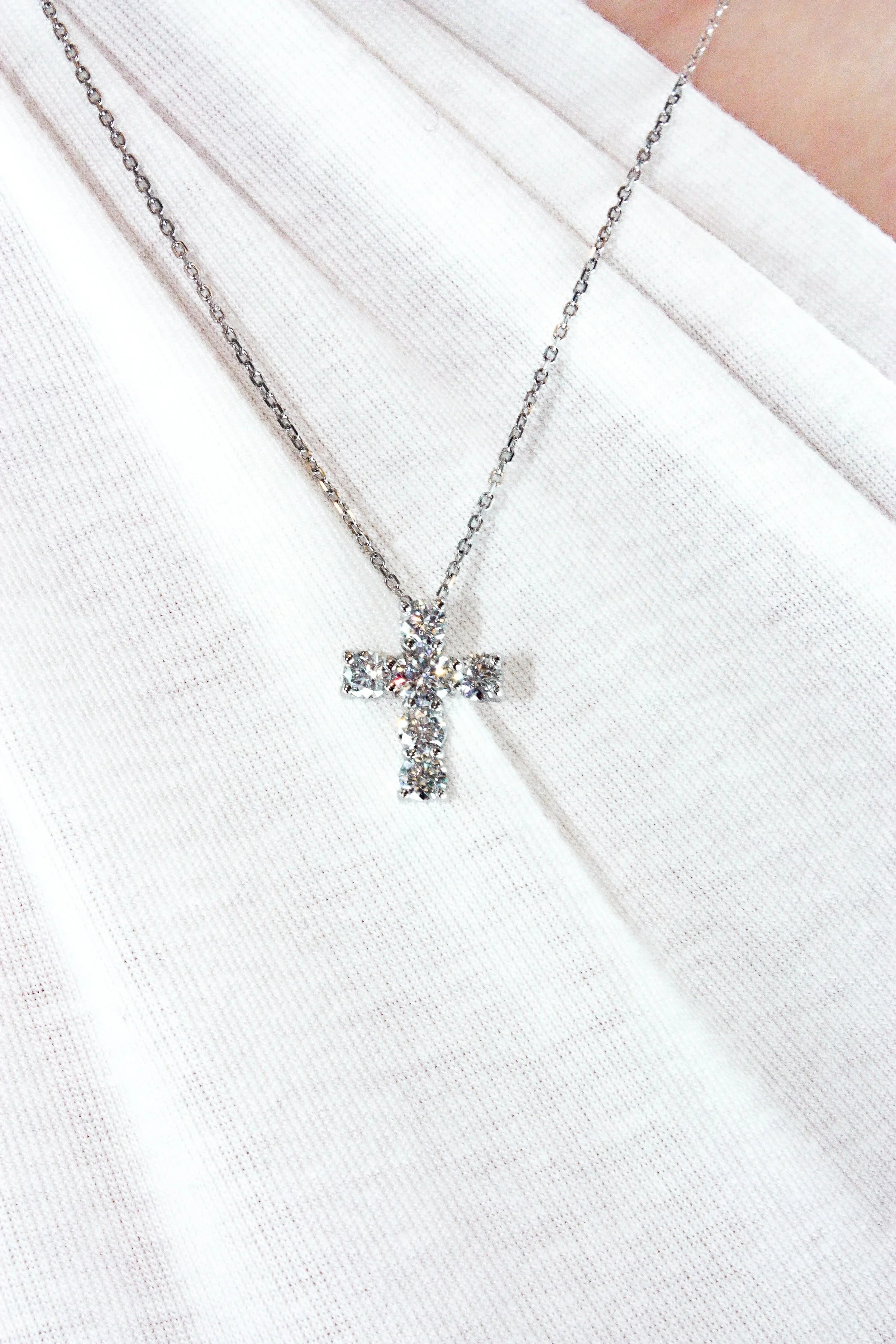 Moissanite Medium Size Cross Necklace