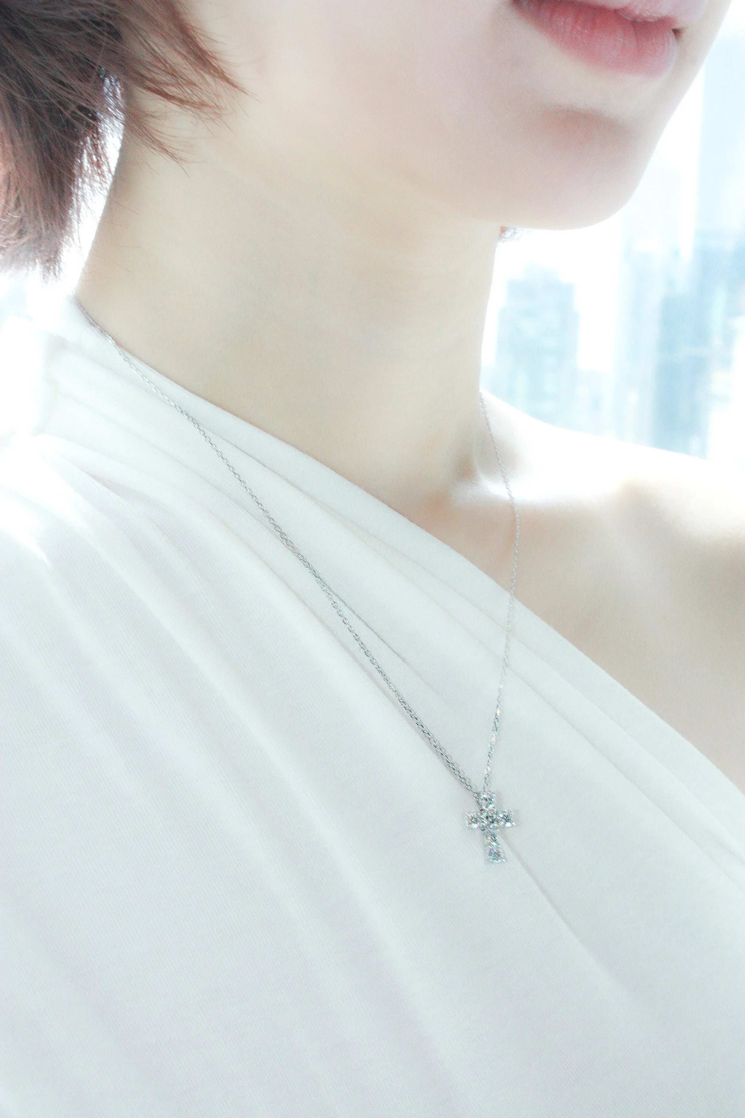 Moissanite Medium Size Cross Necklace