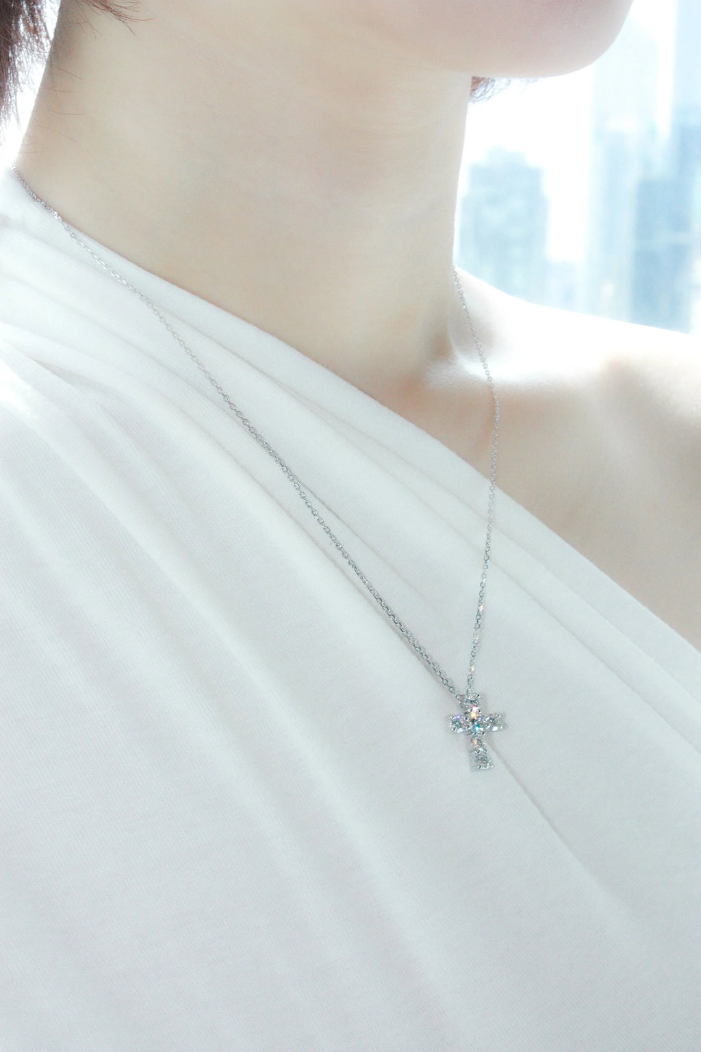 Moissanite Medium Size Cross Necklace