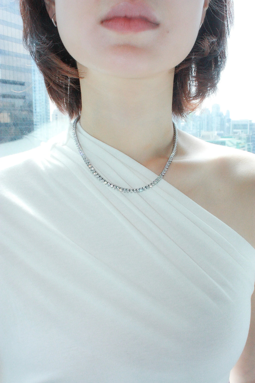 Three-Prong CZ Tennis Necklace