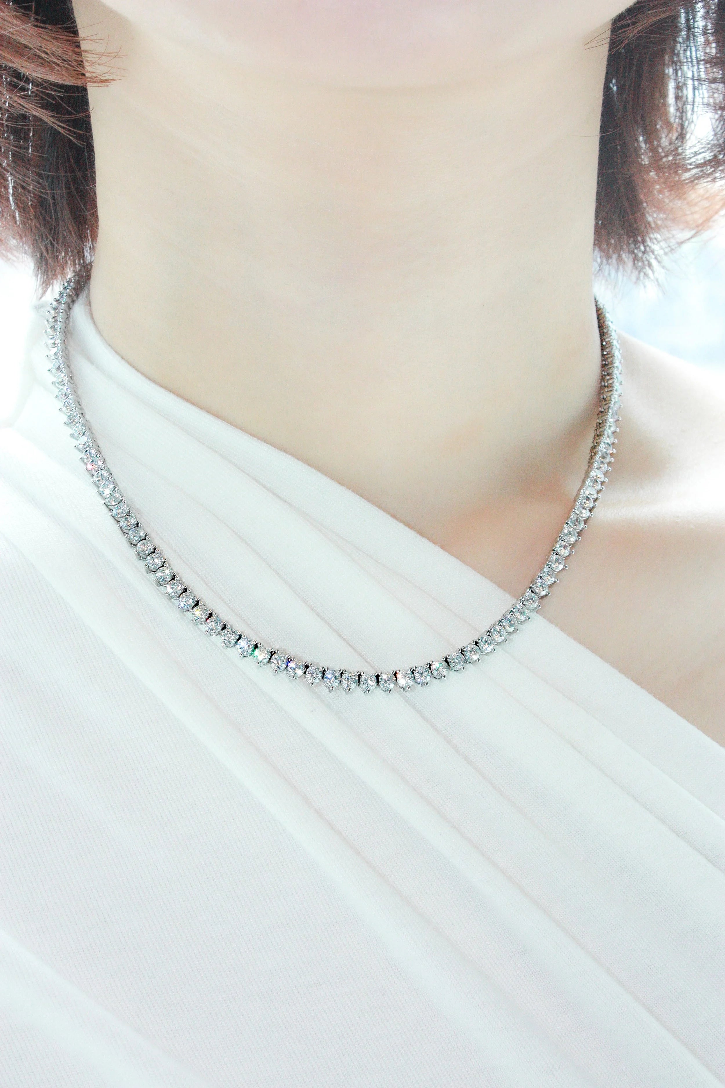Three-Prong CZ Tennis Necklace