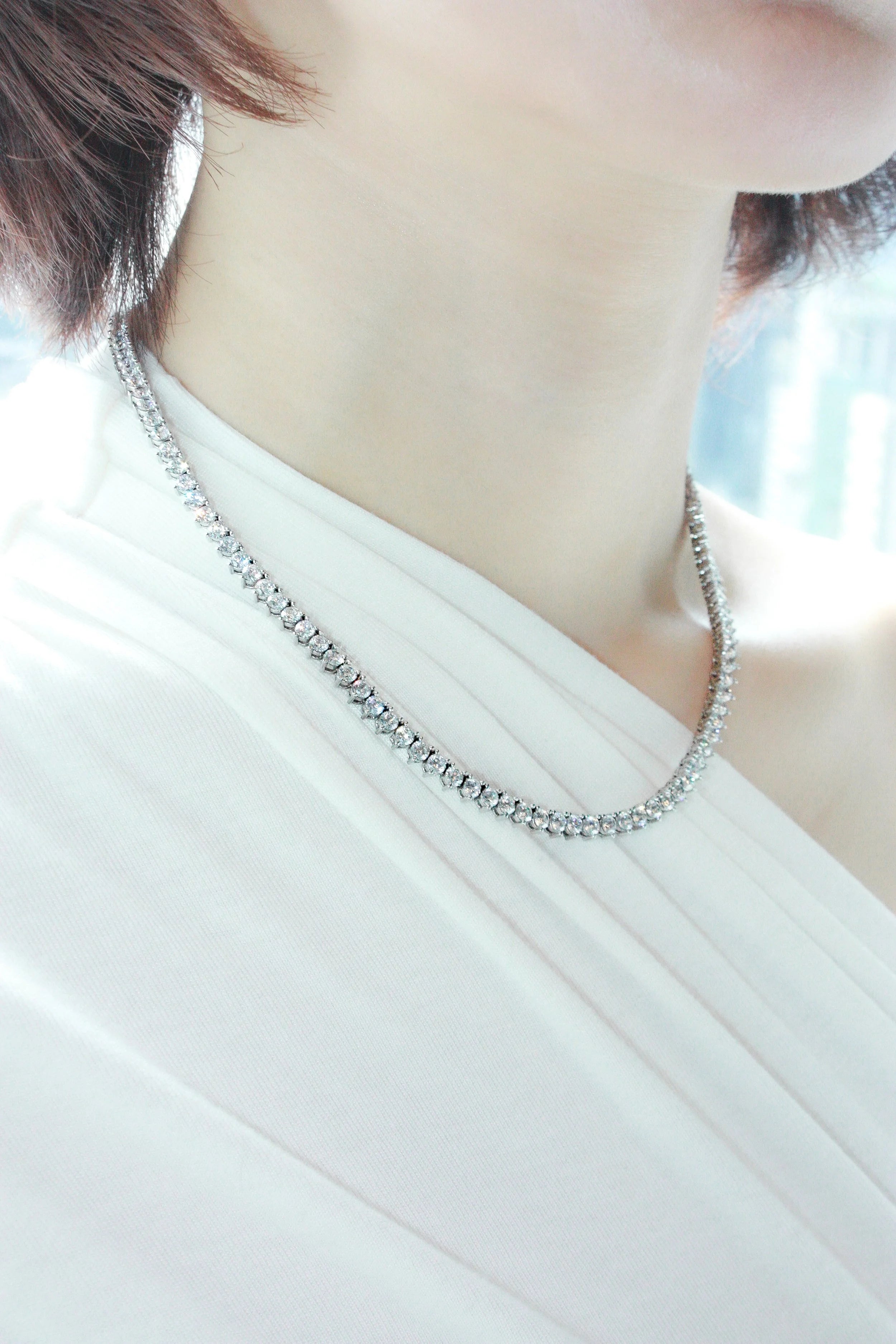 Three-Prong CZ Tennis Necklace