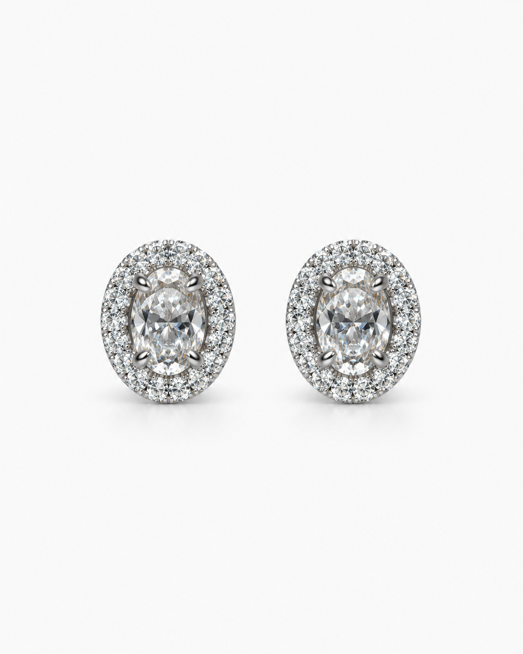 Oval Halo Earring Studs