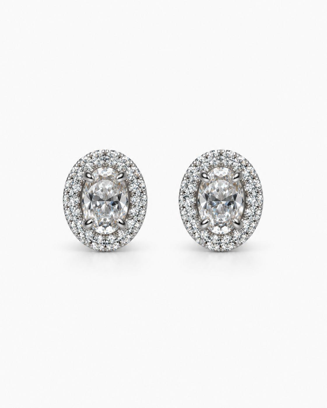 Oval Halo Earring Studs